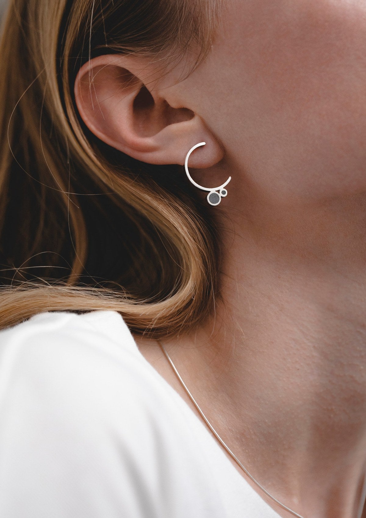 Concrete half circle earrings