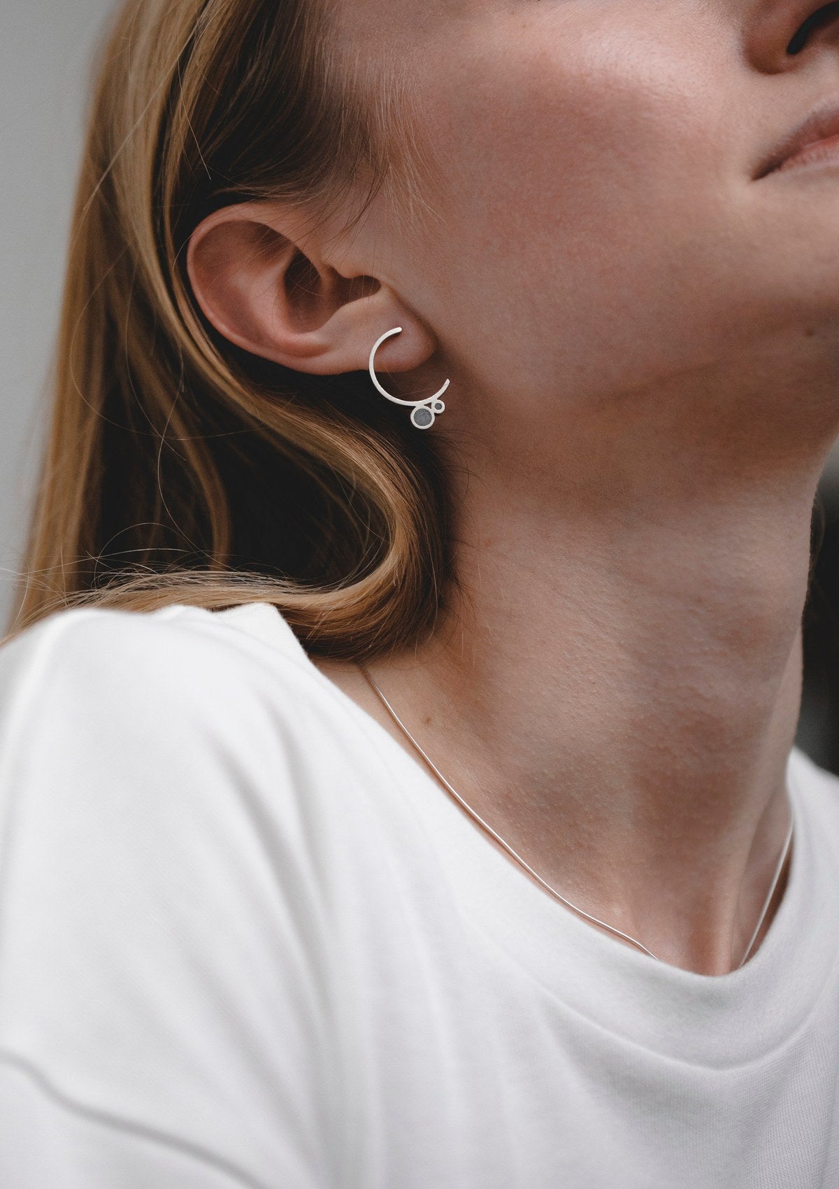 Concrete half circle earrings