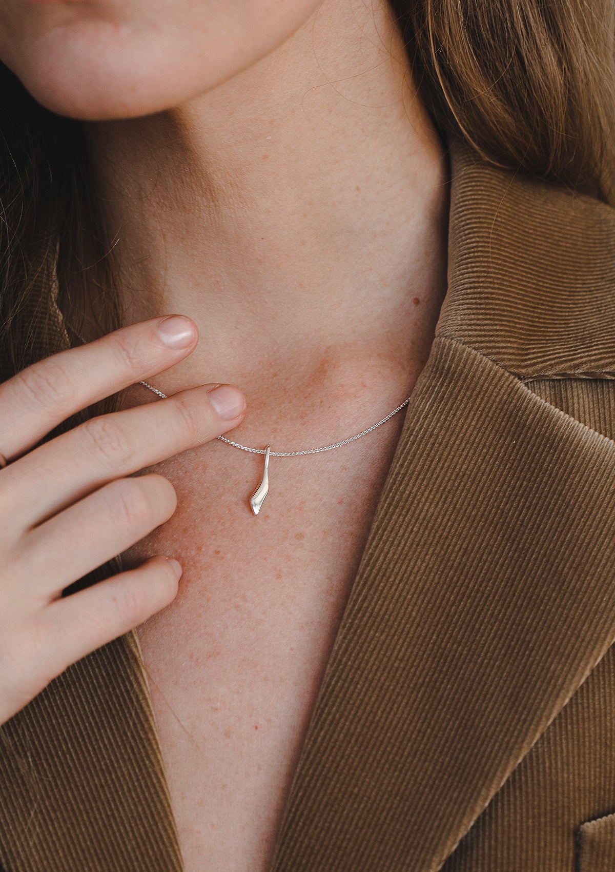 Sterling silver drop pendant on delicate chain, elegant handmade jewelry for everyday wear
