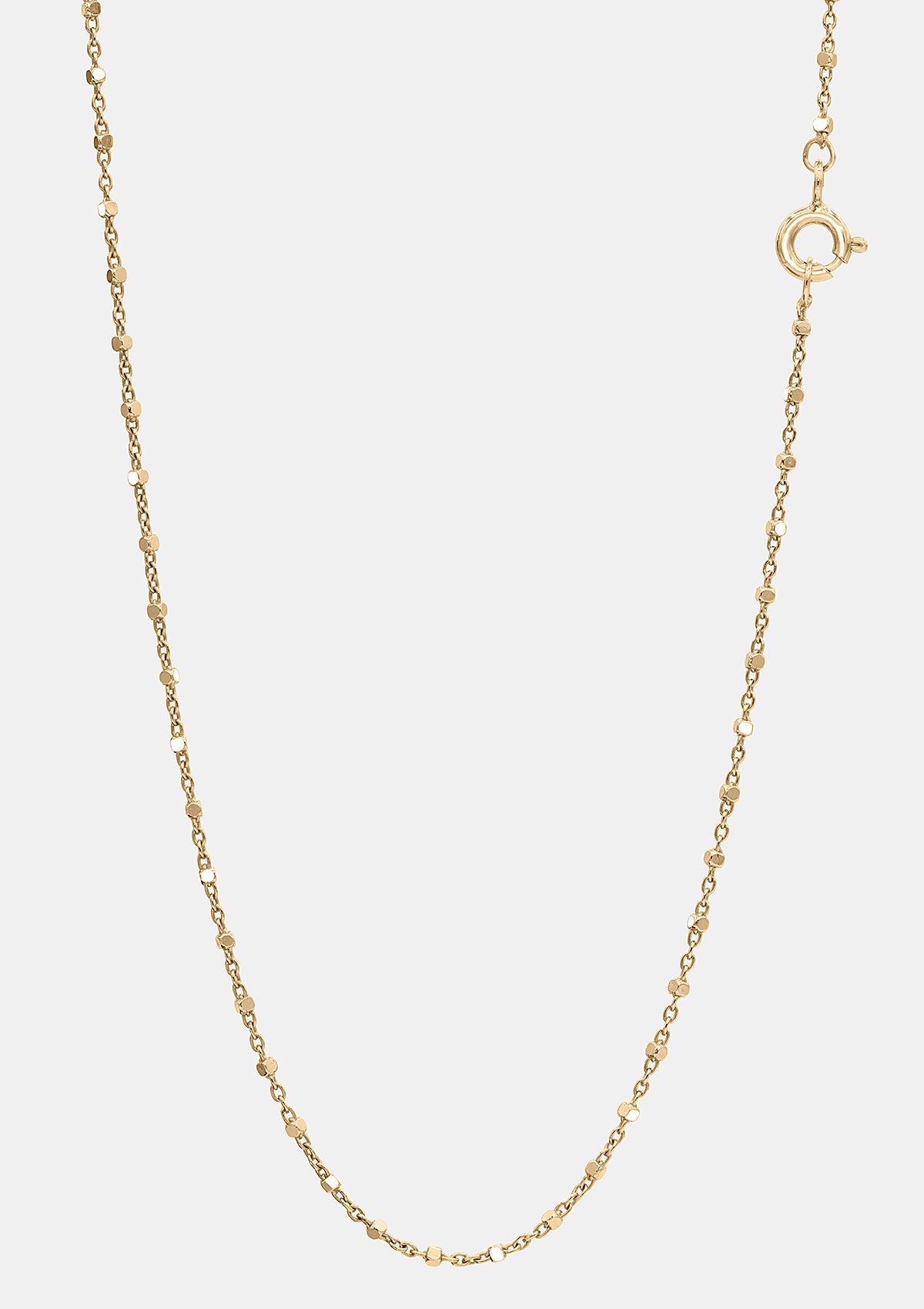 Minimalist 14k gold necklace with tiny textured links and spring clasp – handmade fine jewelry by Sofia Kov