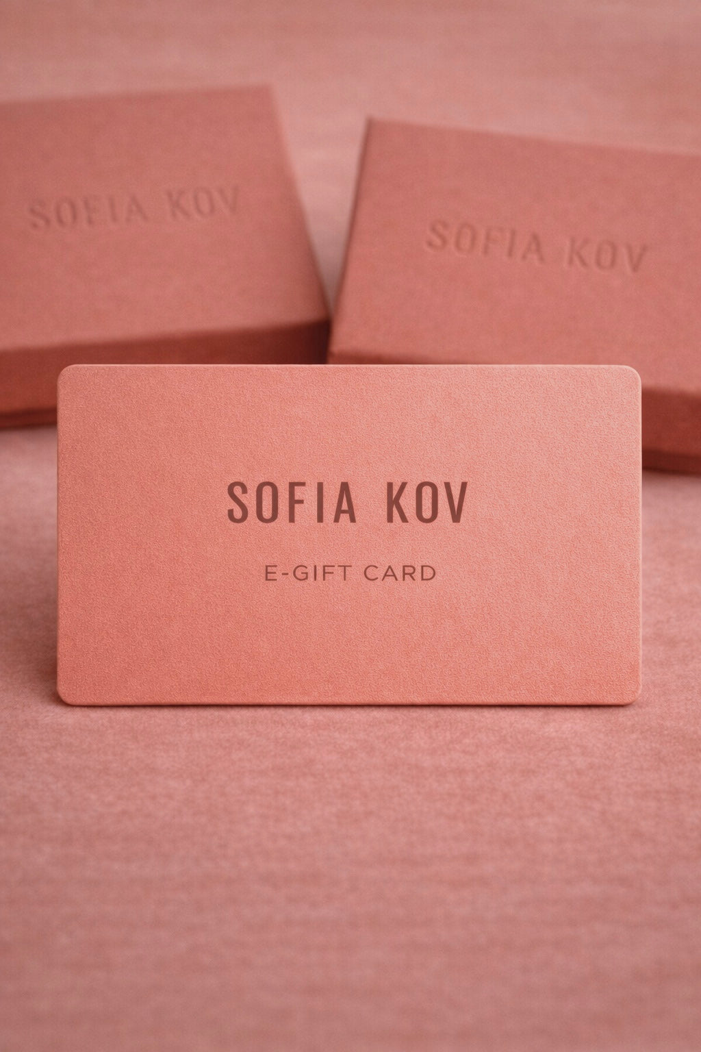 Sofia Kov e-gift card on a matching pink background