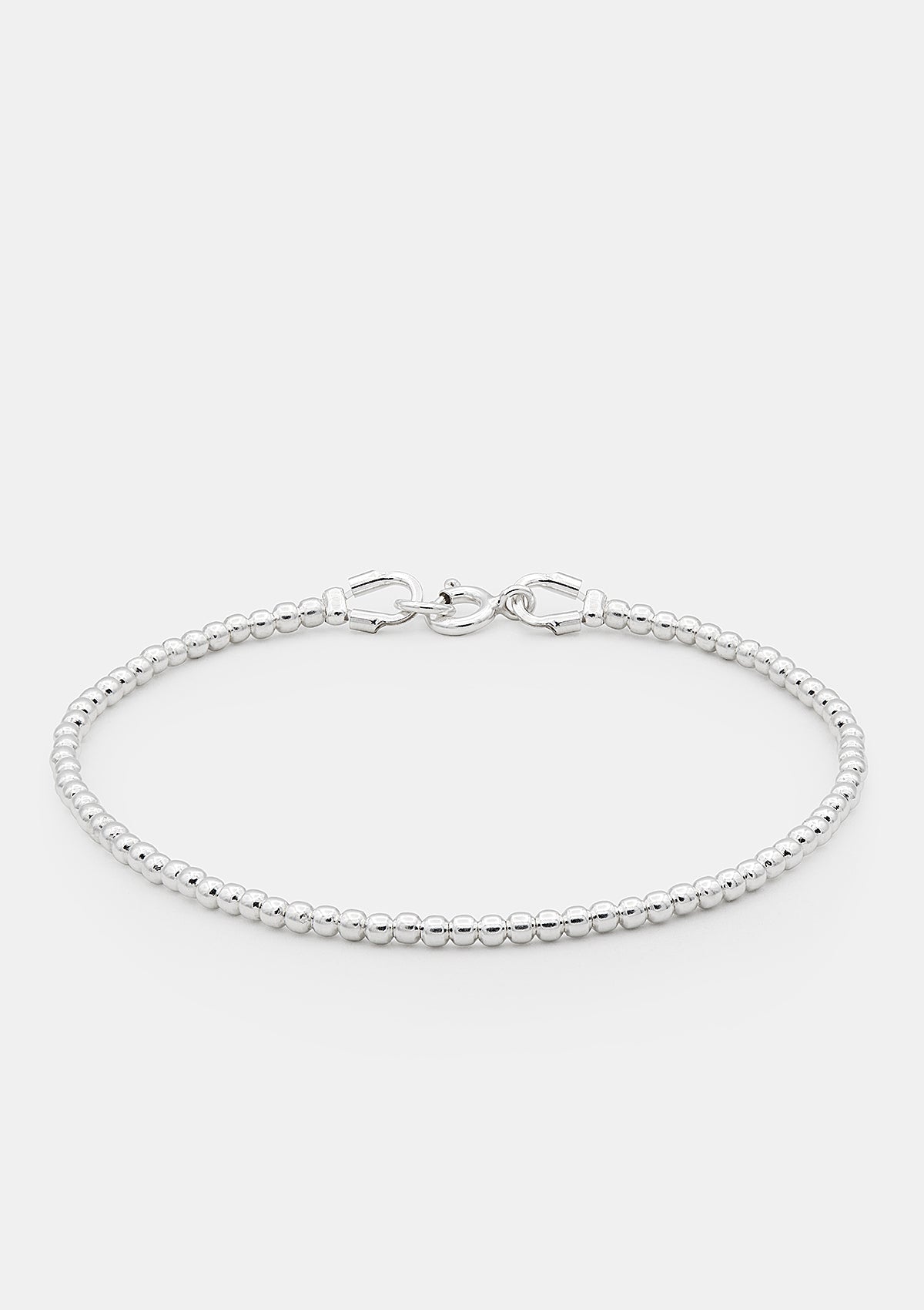 Sterling silver beaded bracelet, 2 mm minimalist stacking bracelet, handmade silver jewelry, delicate chain bracelet product image