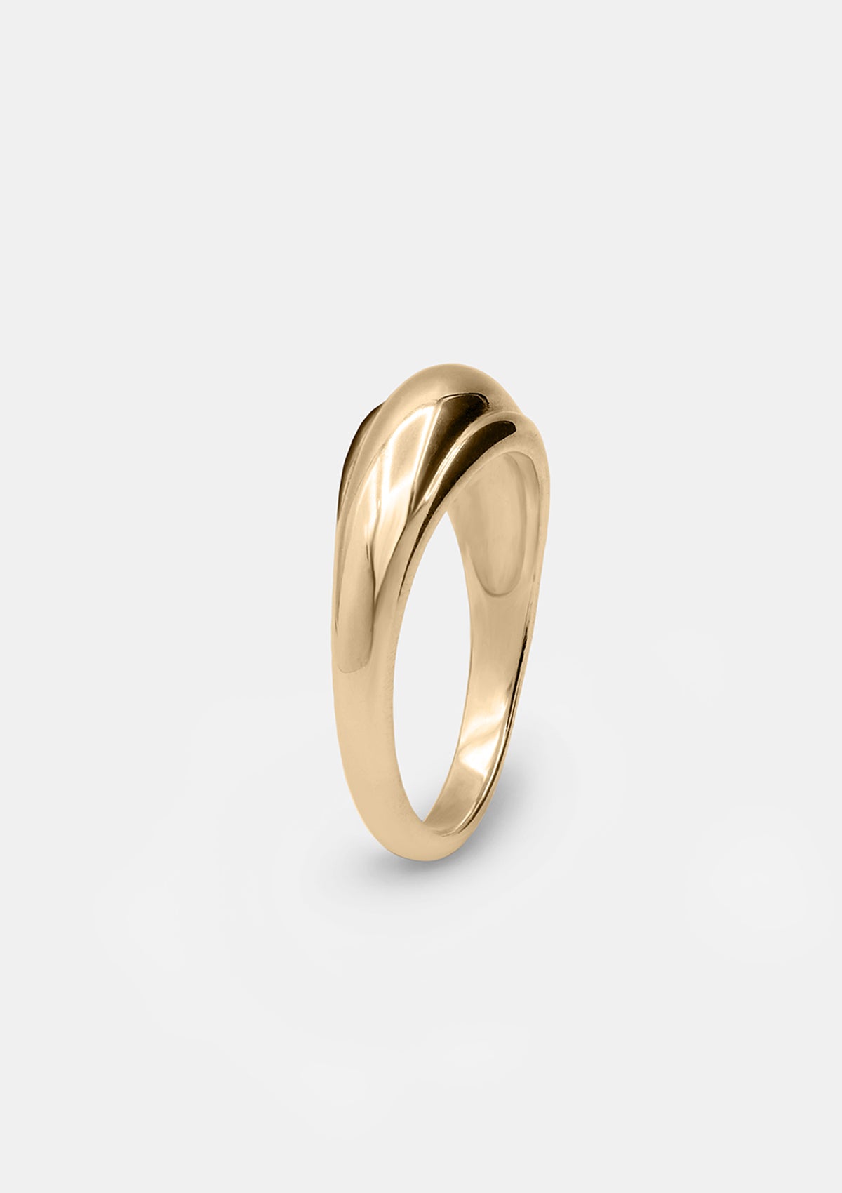 14K solid yellow gold dome ring, minimalist handmade jewelry made in Berlin