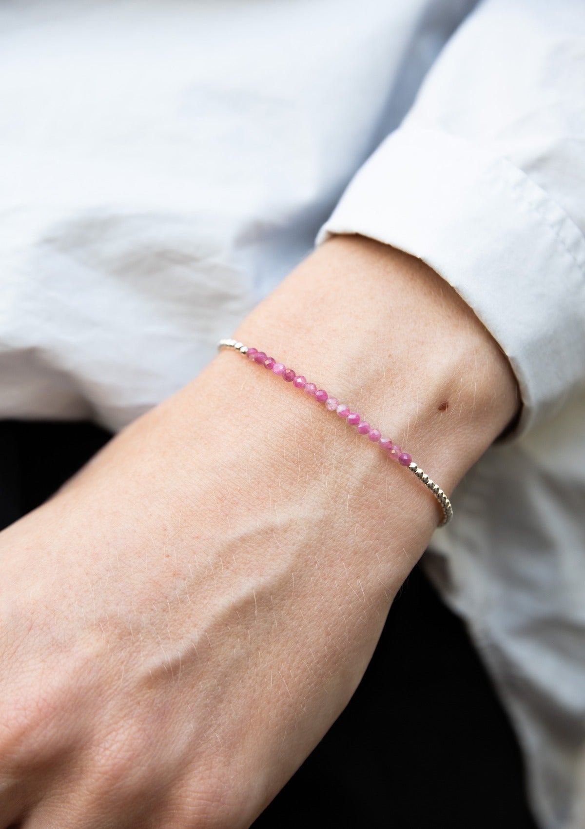 Pink Tourmaline Beaded Bracelet