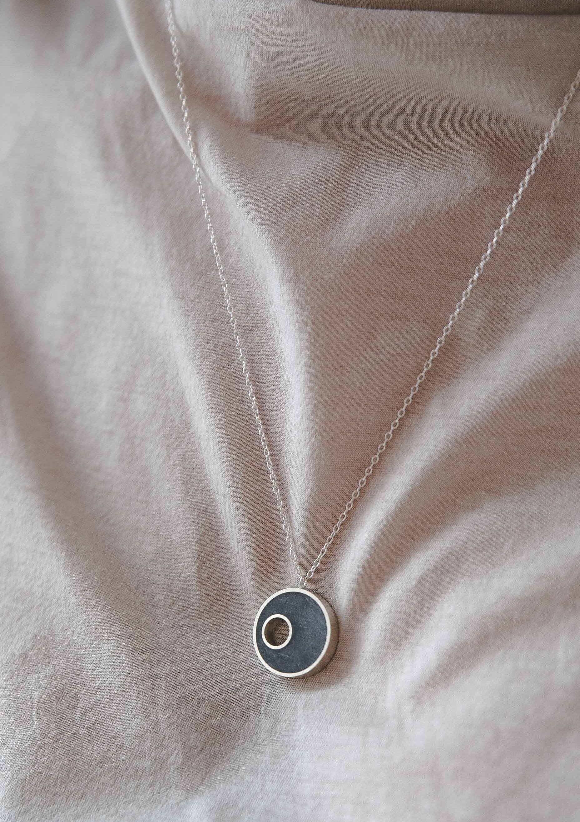 Concrete round asymmetrical necklace by Sofia Kov – view 4