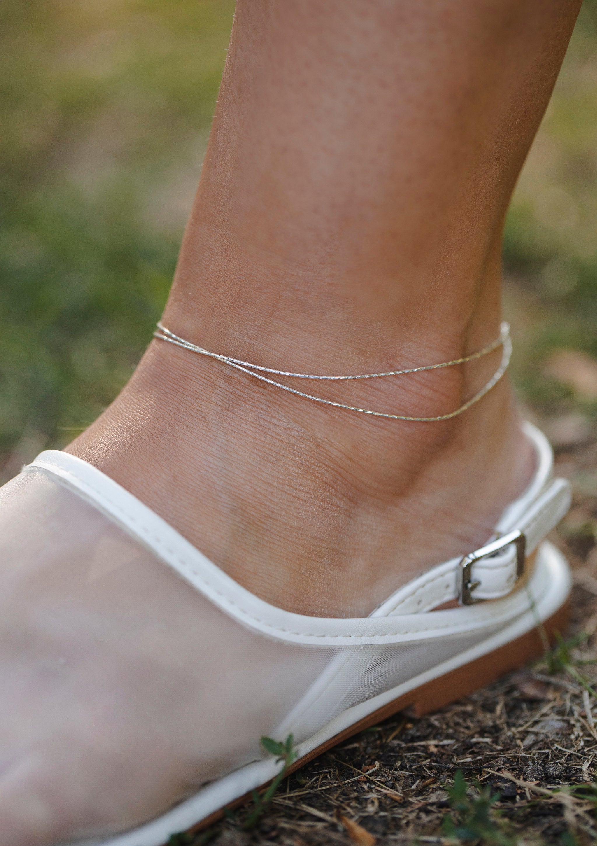 Glow Silver Anklet by Sofia Kov – handcrafted in Berlin