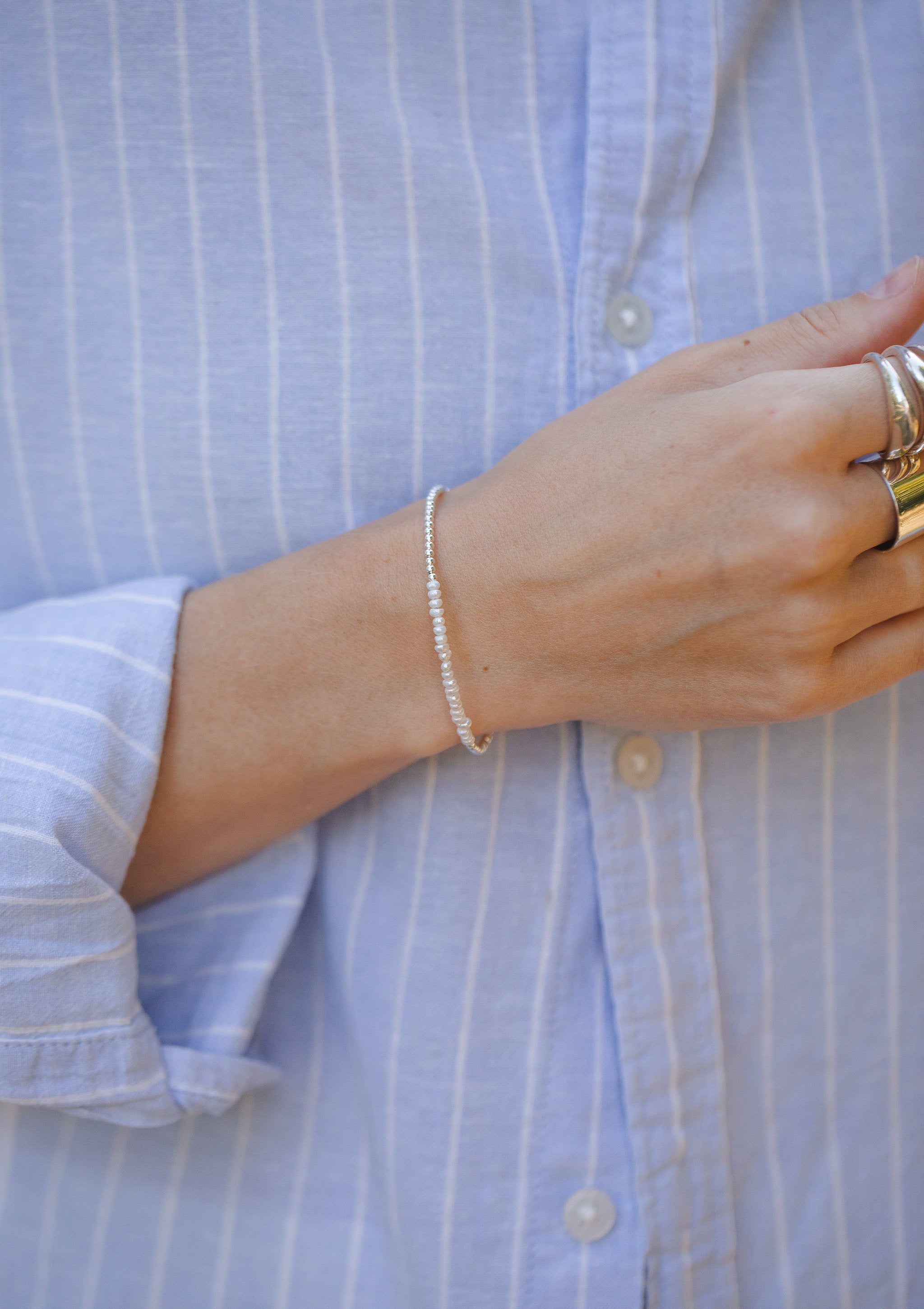 Pearl Beaded Bracelet by Sofia Kov – on model