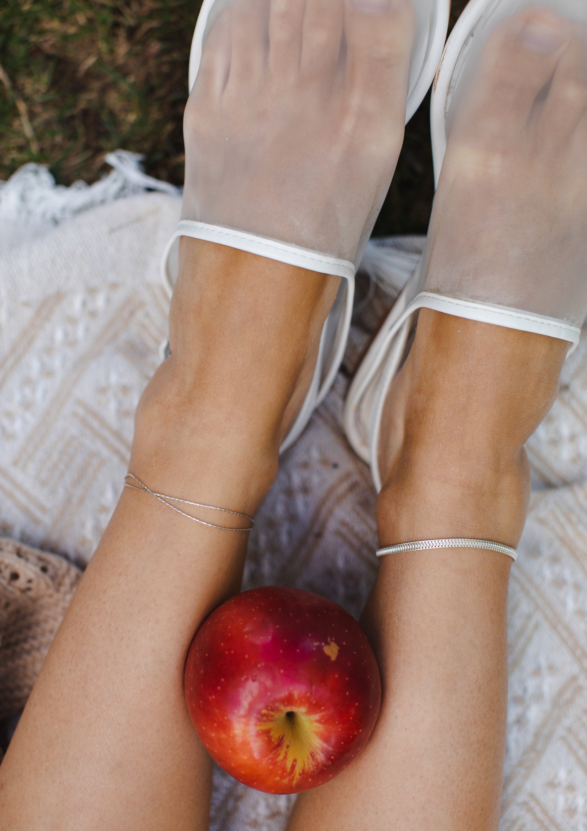 Glow Silver Anklet by Sofia Kov – view 4