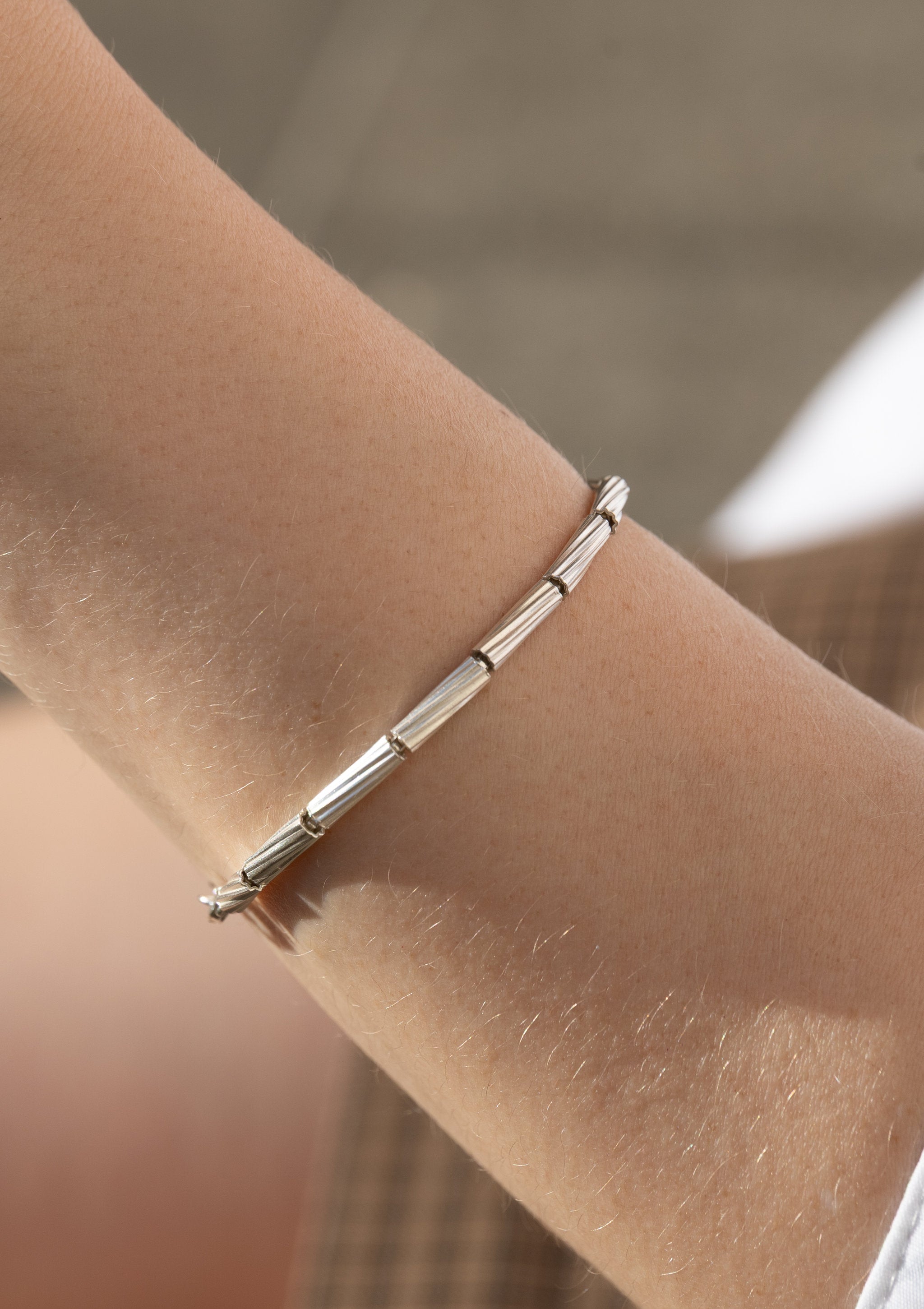 Stripped Silver Bracelet by Sofia Kov – view 4