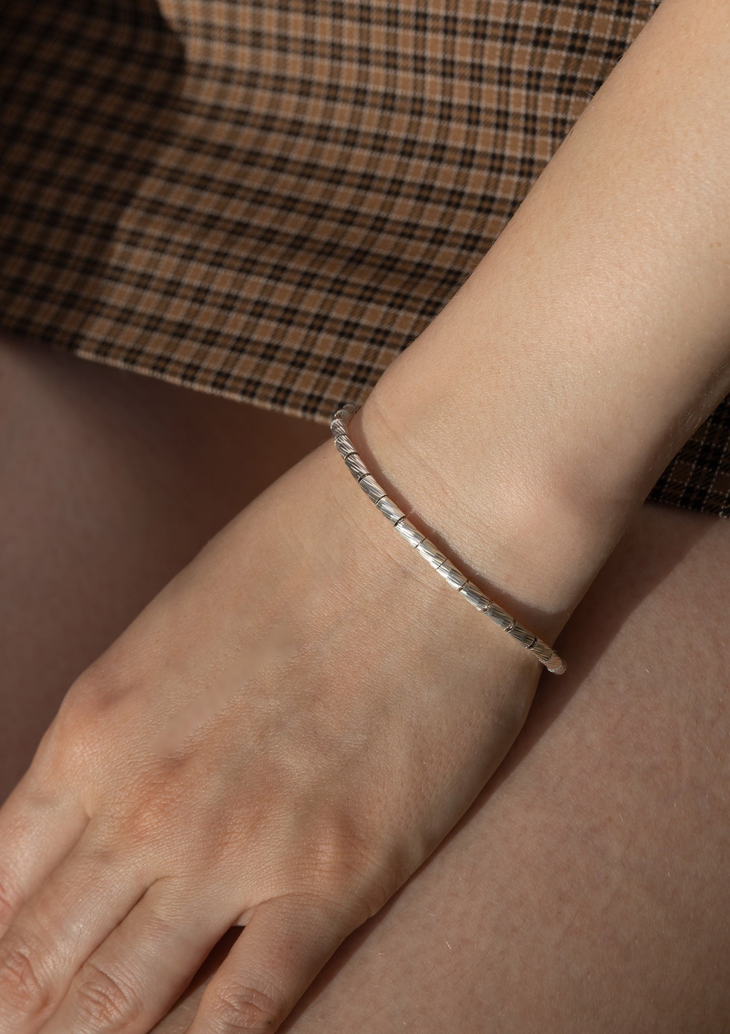 Stripped Silver Bracelet