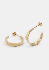 Gold geometric faceted hoops