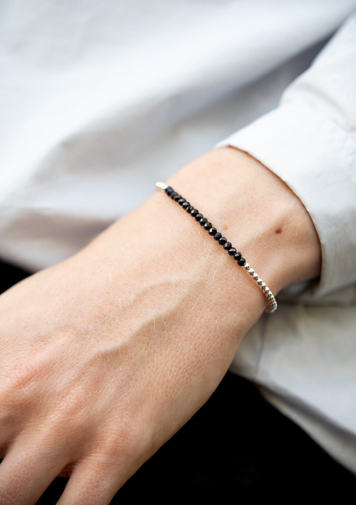 Black Spinel Beaded Bracelet