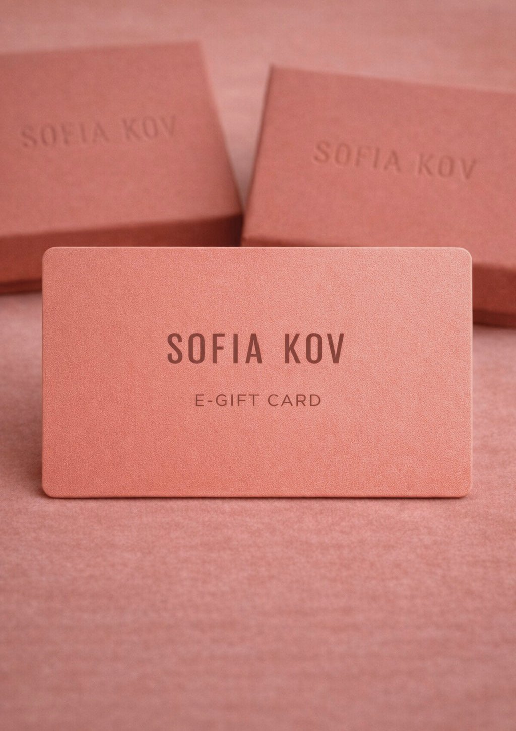 Sofia Kov e-gift card on a matching pink background