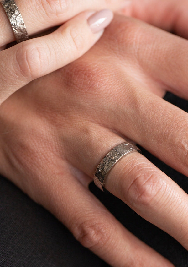 White gold textured ring