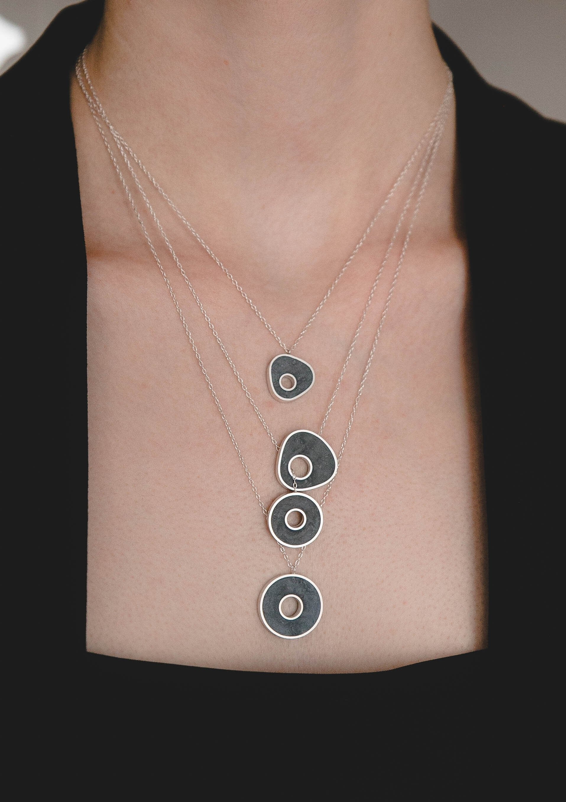 Concrete round asymmetrical necklace by Sofia Kov – view 5