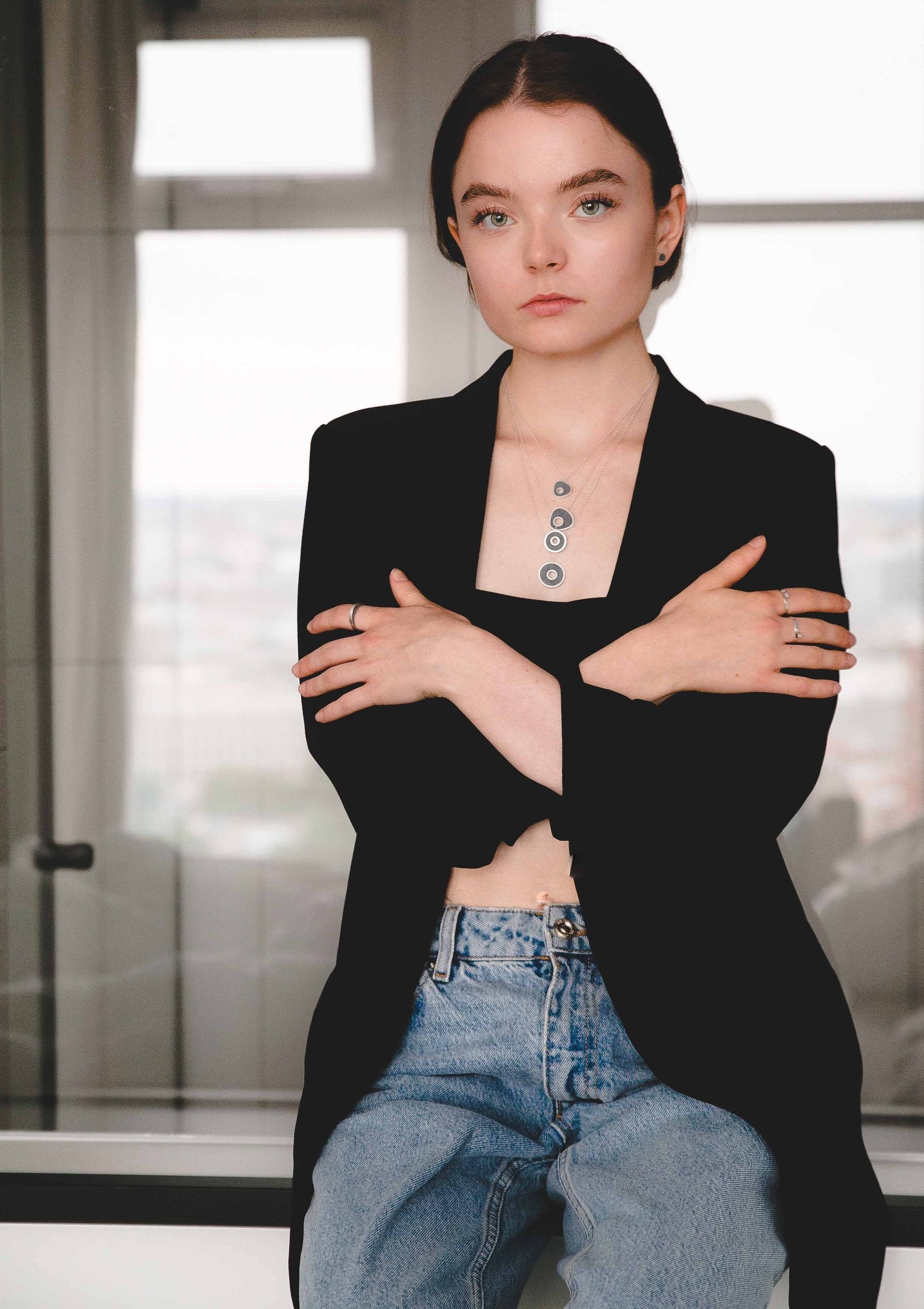 Concrete round asymmetrical necklace by Sofia Kov – view 6