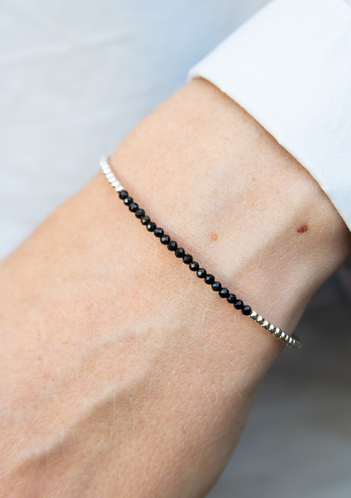 Small Black Spinel Beaded Bracelet