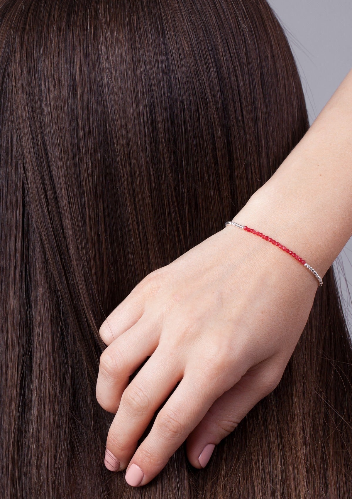 Small Red Jade Beaded Bracelet