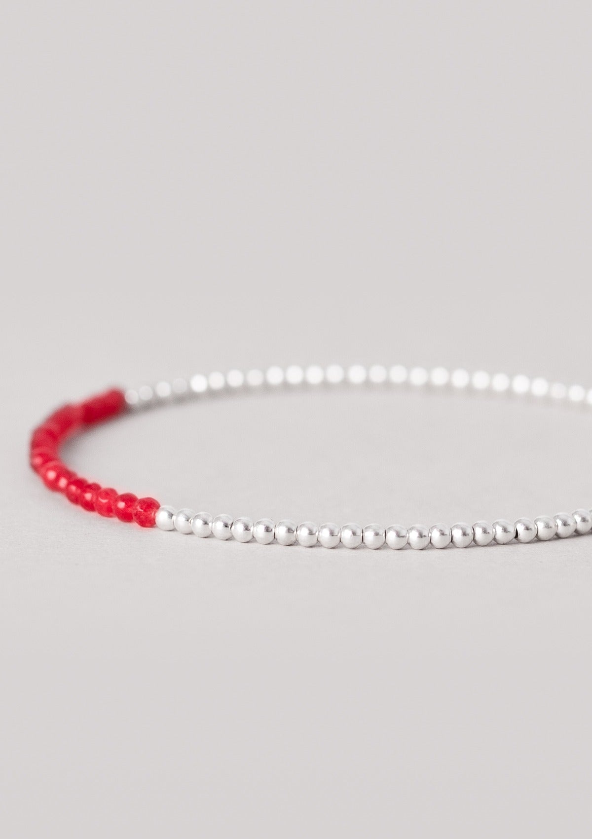 Small Red Jade Beaded Bracelet