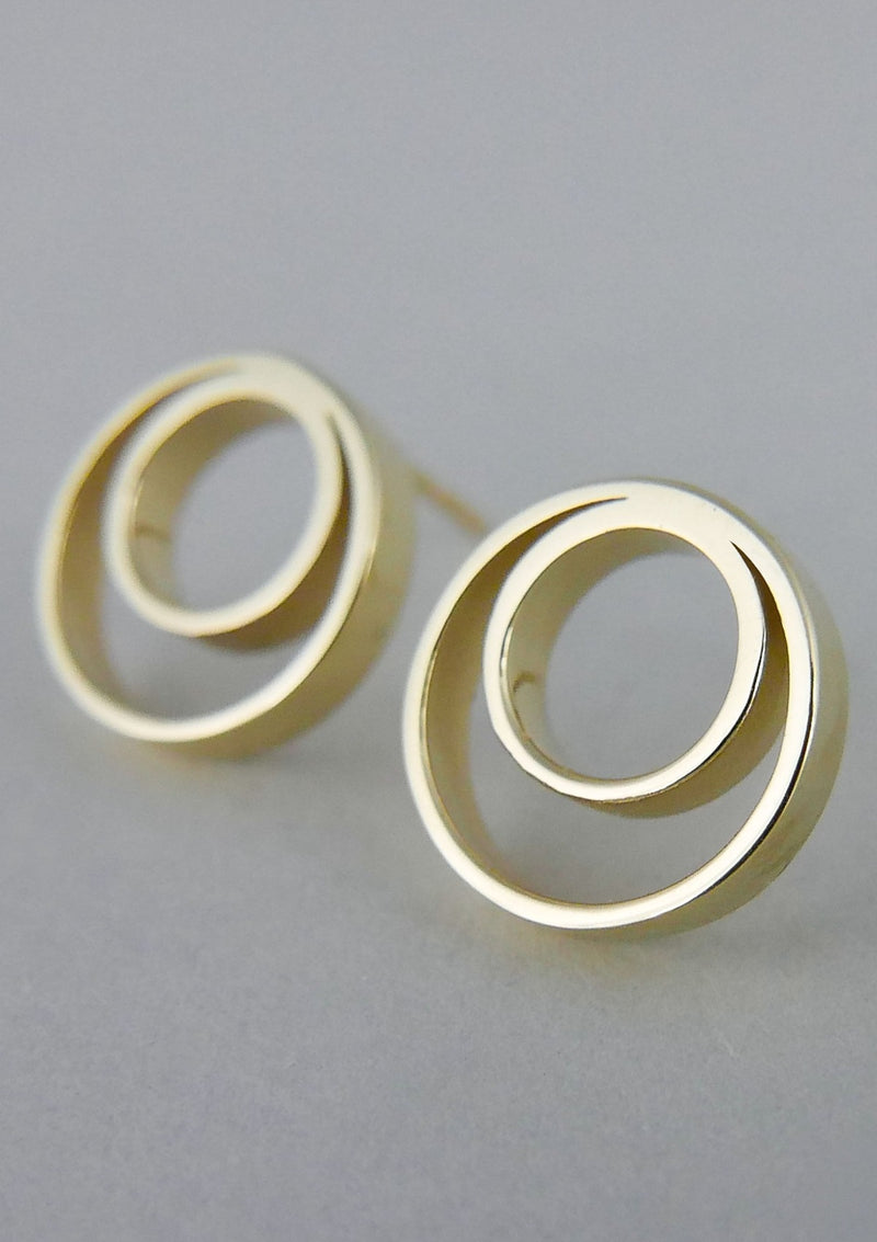 Gold double circle earrings
