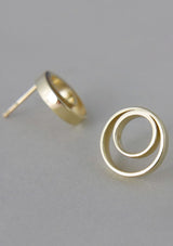 Gold double circle earrings