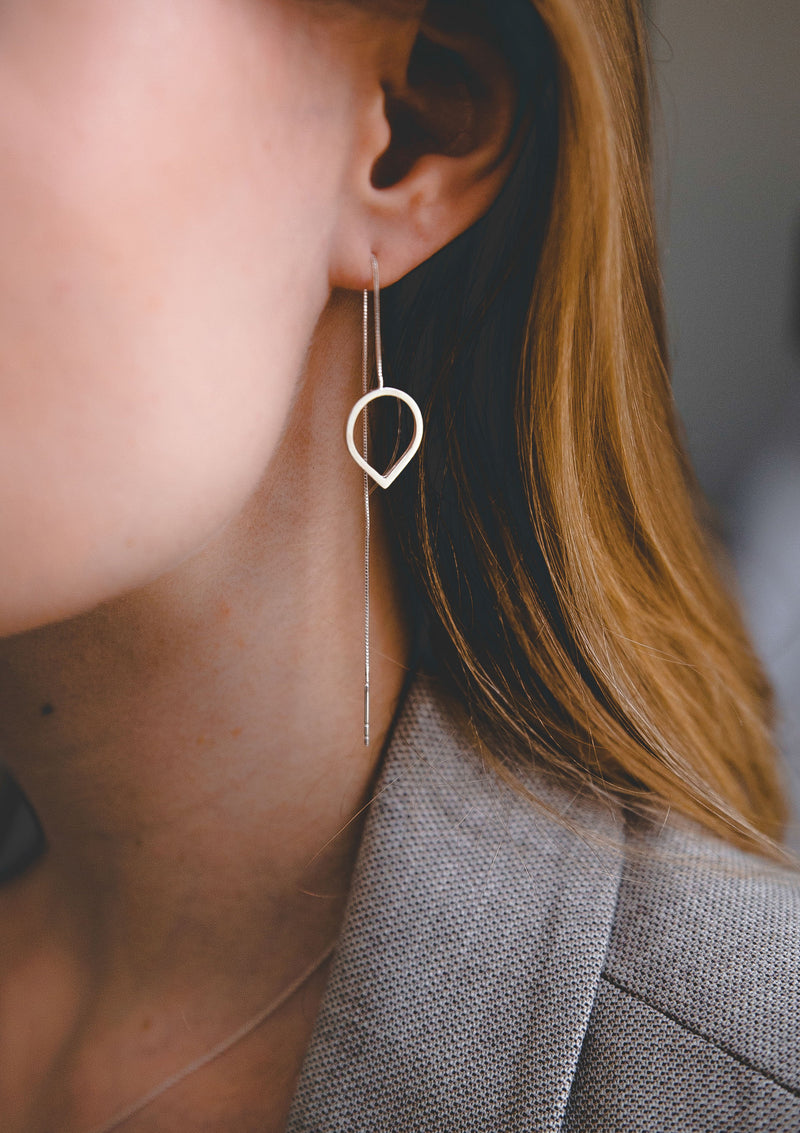 Teardrop threader earrings store