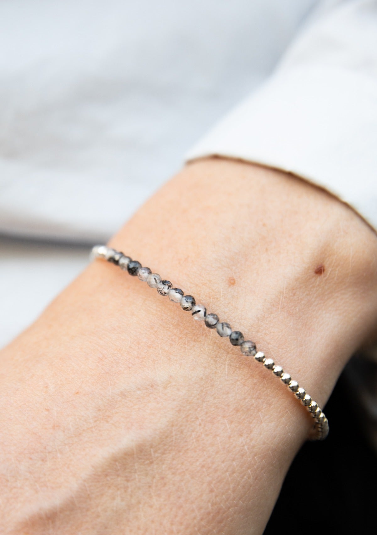 Tourmaline Quartz Beaded Bracelet