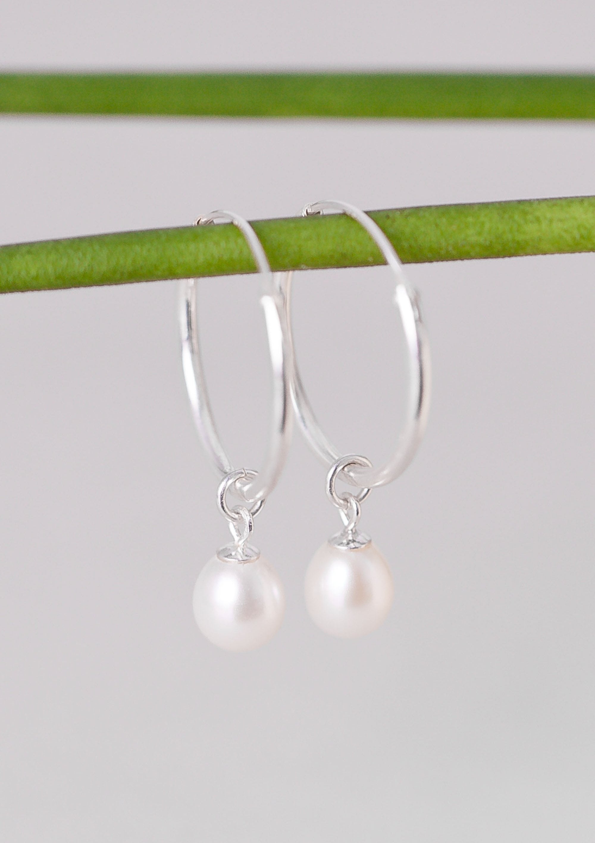 White pearl big hoop earrings by Sofia Kov – view 3