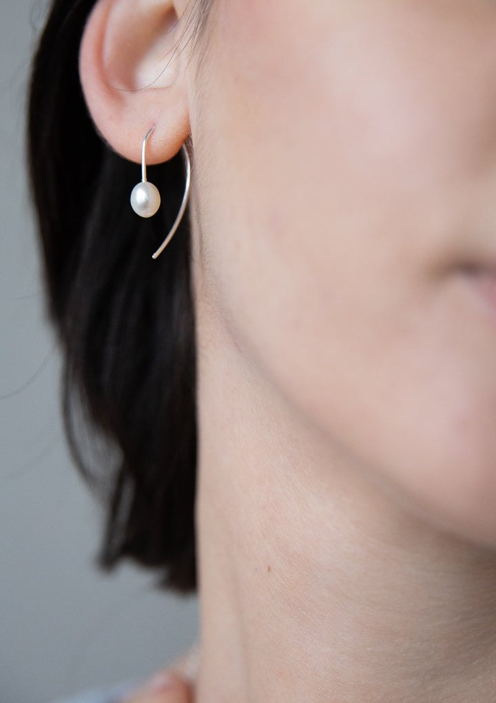 White pearl hooks by Sofia Kov – view 2