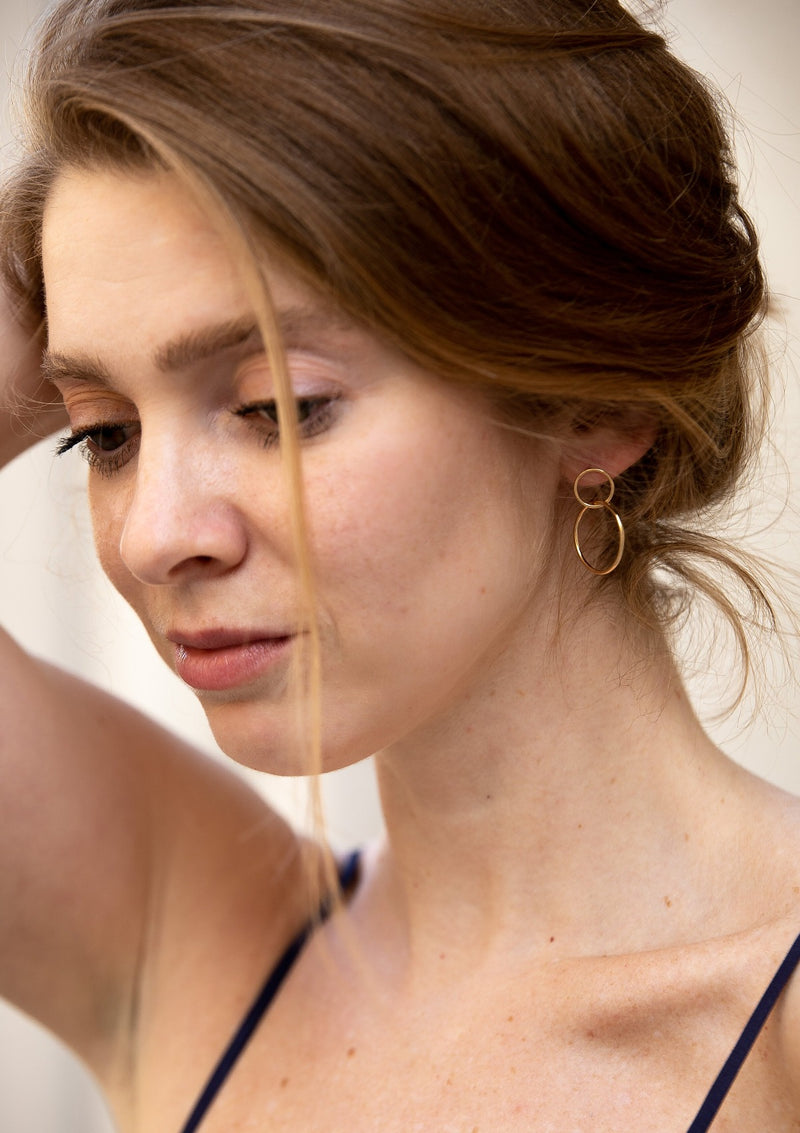 Gold double hoop earrings