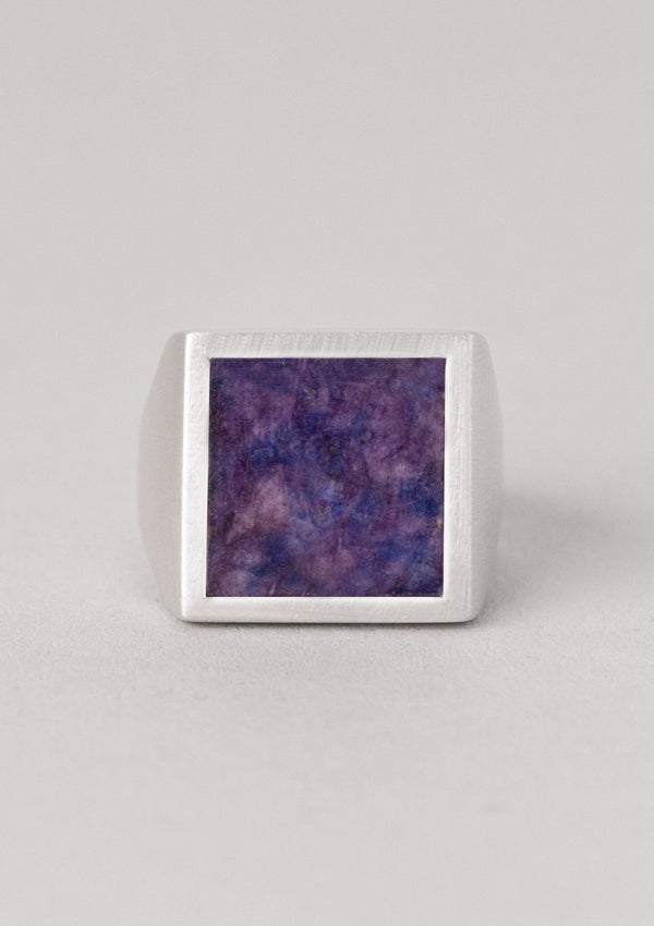 Square sodalite ring - matte