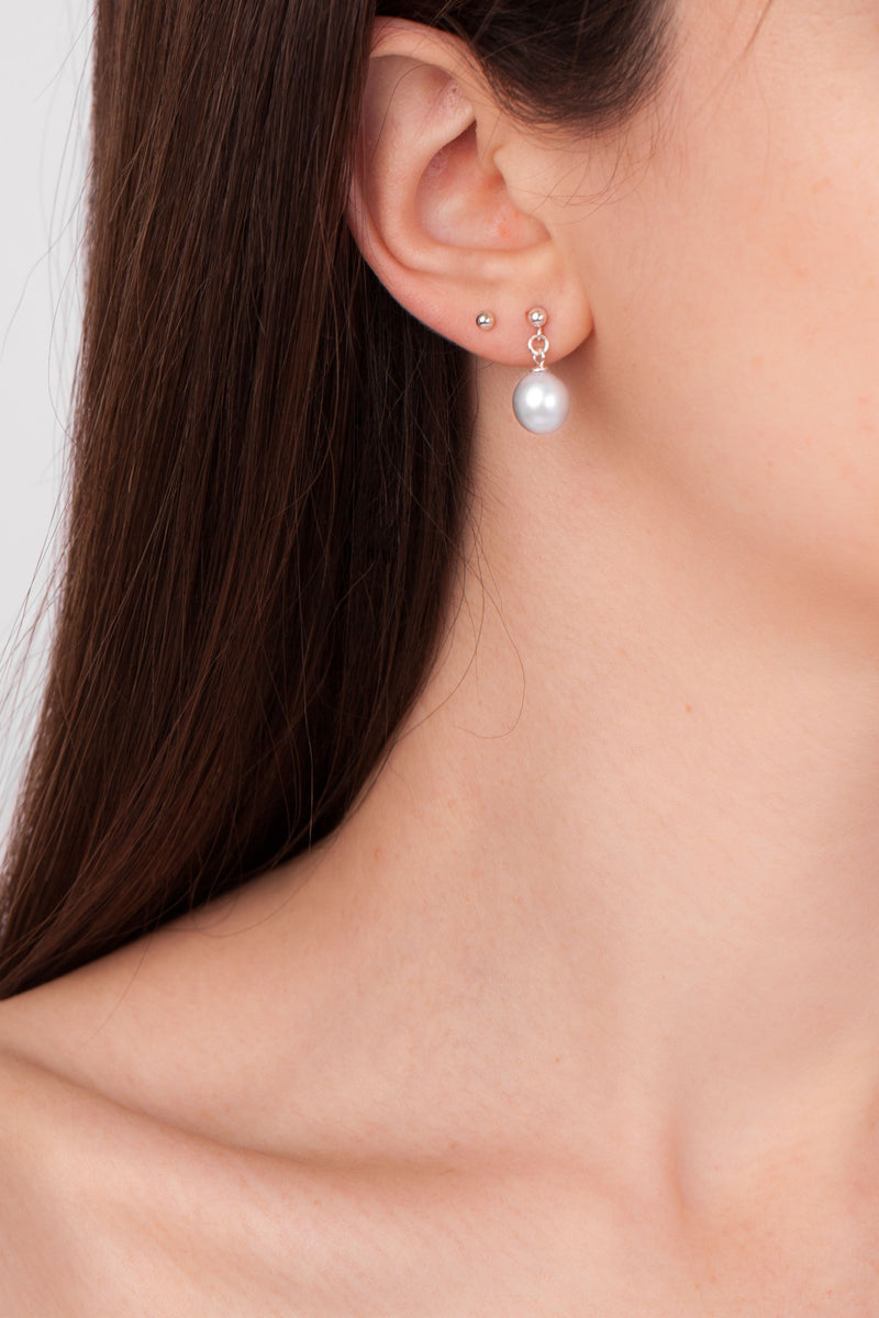 Gray pearl stud earrings Sofia Kov
