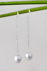 Gray pearl threader earrings